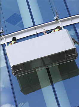 Use of cradles for high rise window and cladding cleaning